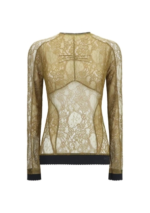 The Attico lace-panelled long-sleeve top - Green