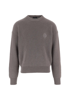 Giorgio Armani logo-embroidered ribbed-knit sweater - Grey