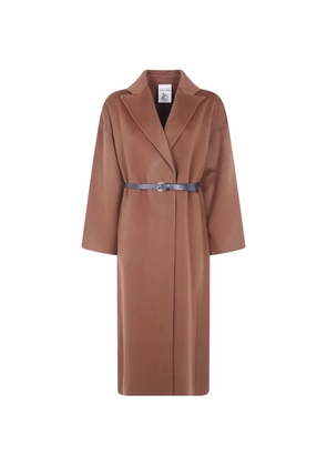 Semicouture belted double-breasted wool coat - Brown