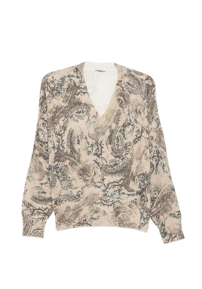 LIU JO paisley-print V-neck sweater - Neutrals