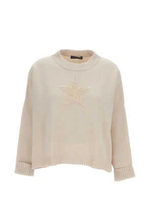 Lorena Antoniazzi star-intarsia crew-neck sweater - Neutrals