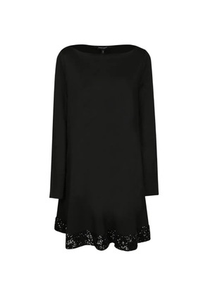 Emporio Armani stretch-viscose jersey dress with boat neck and sequin hem - Black