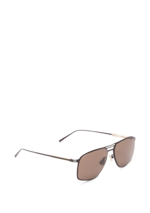 Brunello Cucinelli rectangular titanium sunglasses - Brown