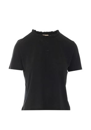 Repetto ruffled-trim logo-embroidered T-shirt - Black