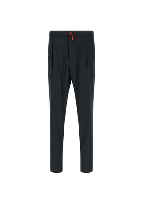 Kiton pinched-front tapered trousers - Blue