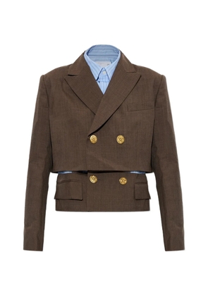 sacai double-breasted layered blazer - Brown