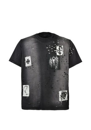 FILTH patch-detail distressed T-shirt - Black