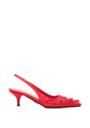 Prada bead-embellished slingback pumps - Red