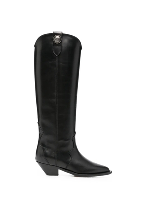 Via Roma 15 logo-plaque knee-high boots - Black