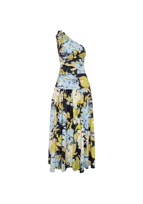 Acler Benetti one-shoulder floral-print maxi dress - Black