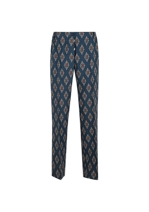 F.R.S For Restless Sleepers Etere geometric-print piping-detail trousers - Blue