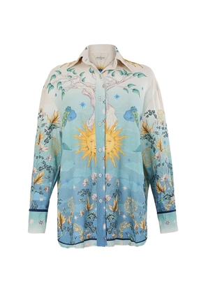 Agua Bendita Nader Anastasia graphic-print button-up shirt - Blue