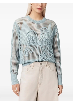 AllSaints Raelyn mesh logo-patch sweater - Blue