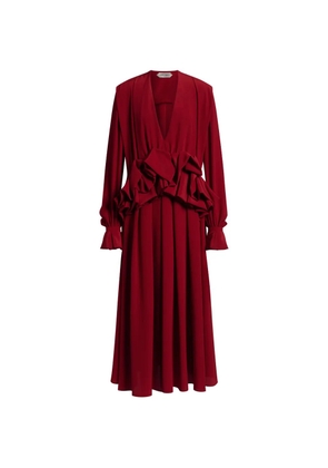 Alberta Ferretti ruffled V-neck midi dress - Red