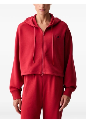 adidas by Stella McCartney logo-print cropped hoodie - Red