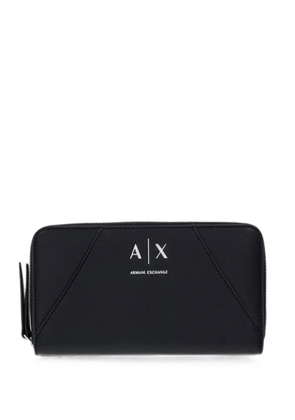Armani Exchange logo-print zip-around wallet - Black