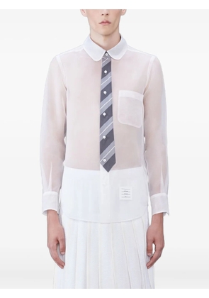 Thom Browne round-collar sheer shirt - White