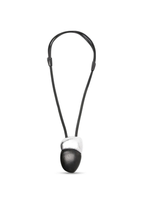 Monies Aurena wood-pendant leather-strap necklace - Black
