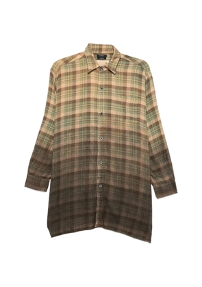 R13 check-print distressed-effect shirt - Brown