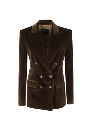 ETRO double-breasted velvet blazer - Brown