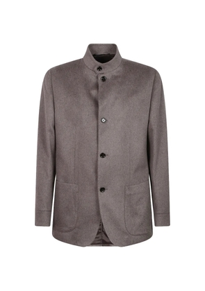 Lardini button-up stand-collar coat - Grey