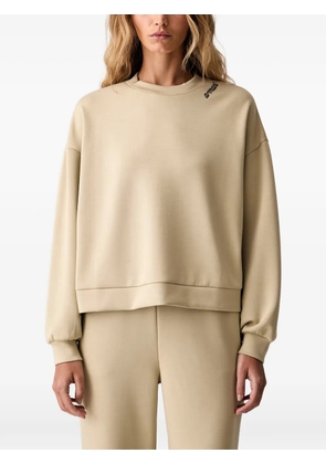 Armani Exchange logo-embroidered dropped-shoulder sweatshirt - Neutrals