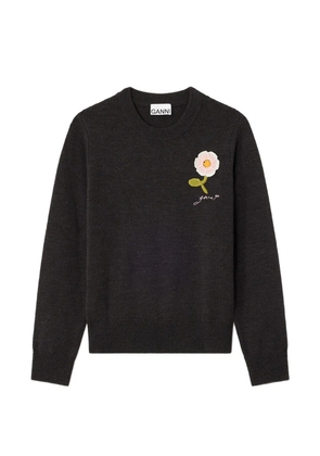 GANNI jumper with crochet flower - Grey