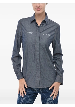 Off-White logo-print cotton shirt - Blue