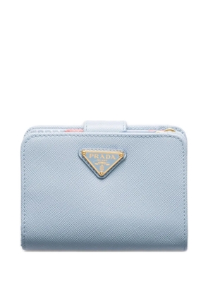 Prada small triangle-logo leather wallet - Blue