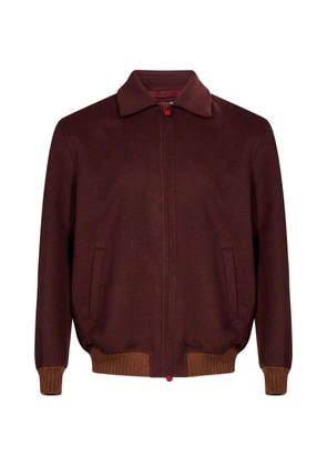 Kiton ribbed-trim zip-up jacket - Red