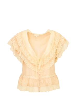 LoveShackFancy Persine lace-trim ruffled blouse - Orange