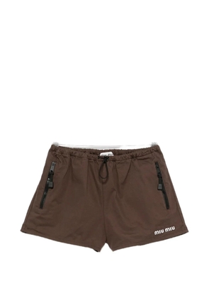 Miu Miu logo-print shorts - Brown
