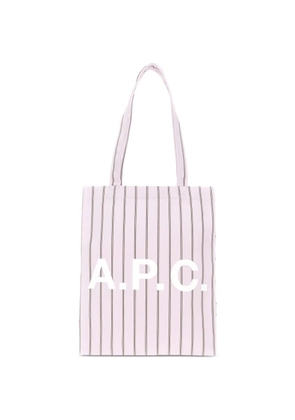 A.P.C. striped logo-print tote bag - Pink
