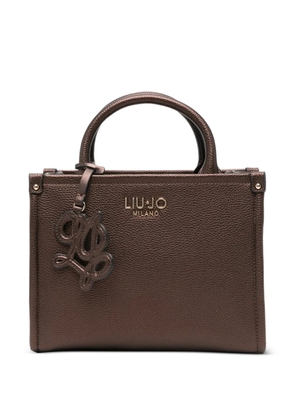 LIU JO logo-plaque pebbled tote bag - Brown
