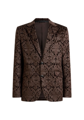ETRO single-breasted cotton jacket with crystals and damask motif - Brown