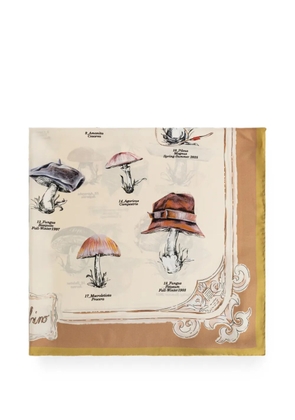 Moschino mushroom-print silk scarf - Neutrals