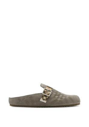 Burberry 格纹反绒面革 Urchin 拖鞋 - Grey