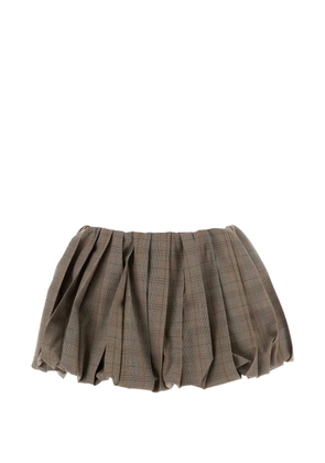 Miu Miu Prince of Wales-check bubble wool mini skirt - Brown