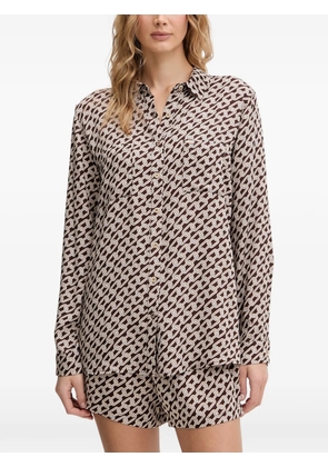 Melissa Odabash Millie chain-print button-up shirt - Brown