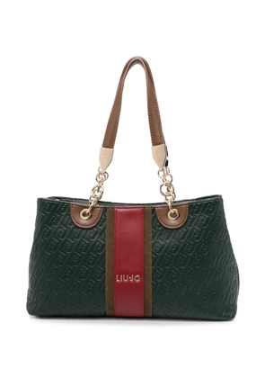 LIU JO monogram-embossed panelled tote bag - Green