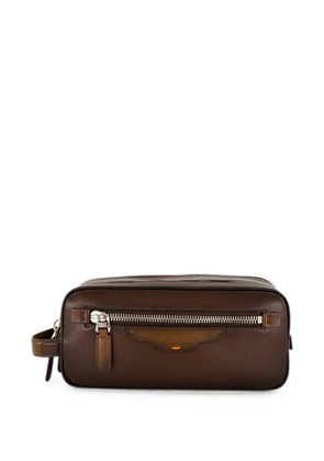 Santoni leather wash bag - Brown