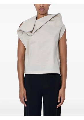Issey Miyake asymmetric zip-detail top - Neutrals