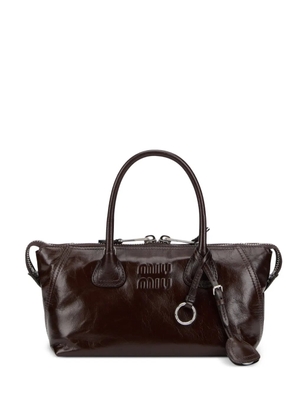Miu Miu logo-embossed leather tote bag - Brown