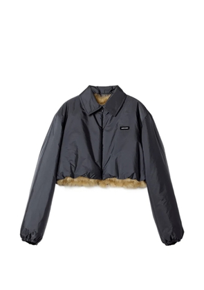 Miu Miu technical fabric and shearling windbreaker - Grey
