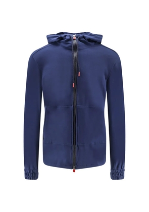 Kiton drawstring-hood zip-up hoodie - Blue