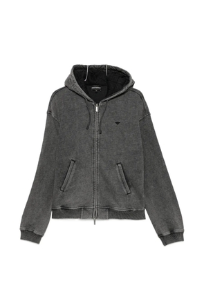 Emporio Armani faded-effect logo-patch hoodie - Grey