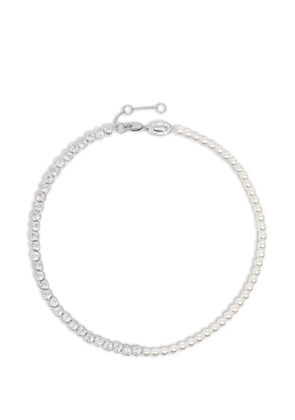 Bimba y Lola pearls and crystals silver heart necklace