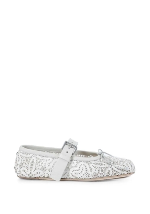 Ann Demeulemeester laser-cut buckle-fastening ballet flats - White