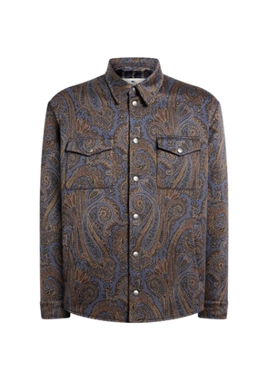 ETRO cotton-blend jacquard overshirt with Paisley motif - Blue