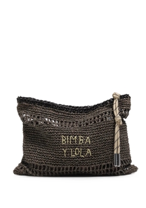 BIMBA Y LOLA medium chocolate raffia-effect handbag - Brown